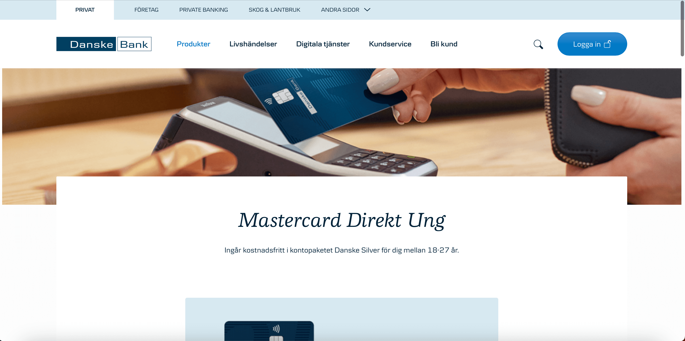 Danske Bank Direkt Ung ansökan skärmdump