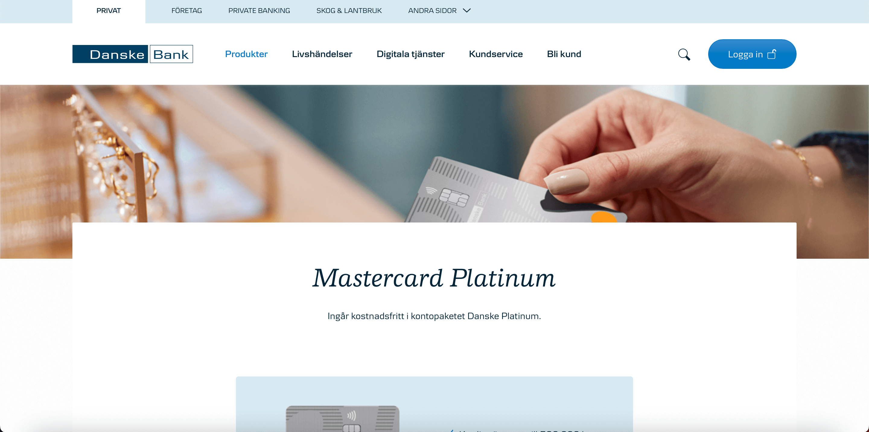 Danske Bank Platinum ansökan skärmdump